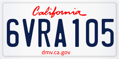 CA license plate 6VRA105