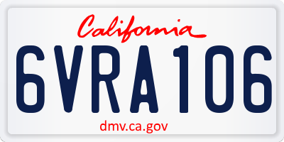 CA license plate 6VRA106