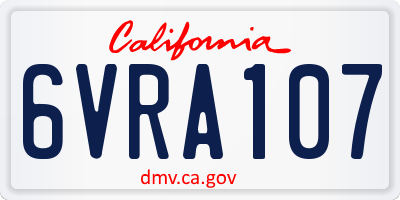 CA license plate 6VRA107