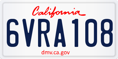 CA license plate 6VRA108