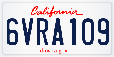 CA license plate 6VRA109