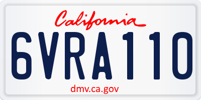 CA license plate 6VRA110
