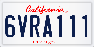 CA license plate 6VRA111