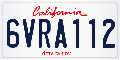 CA license plate 6VRA112