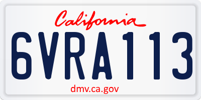 CA license plate 6VRA113