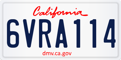 CA license plate 6VRA114