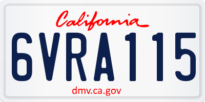 CA license plate 6VRA115
