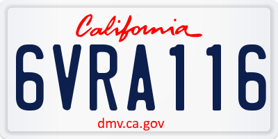 CA license plate 6VRA116