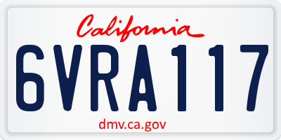 CA license plate 6VRA117