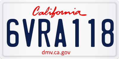 CA license plate 6VRA118