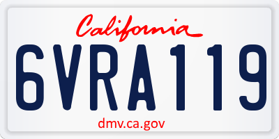 CA license plate 6VRA119