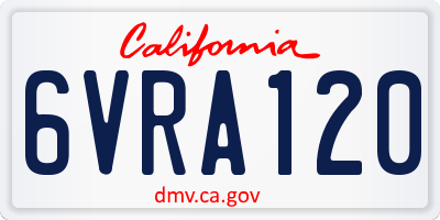 CA license plate 6VRA120