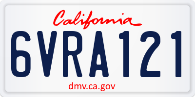 CA license plate 6VRA121