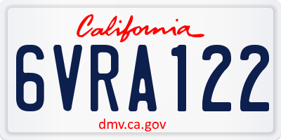 CA license plate 6VRA122