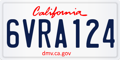 CA license plate 6VRA124