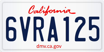 CA license plate 6VRA125