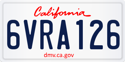 CA license plate 6VRA126
