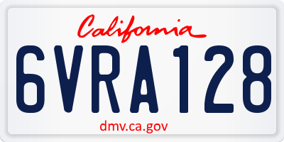 CA license plate 6VRA128