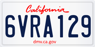 CA license plate 6VRA129