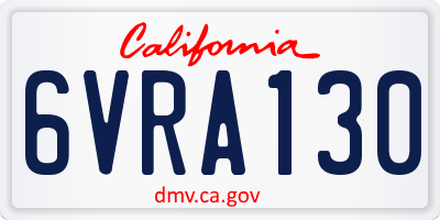 CA license plate 6VRA130