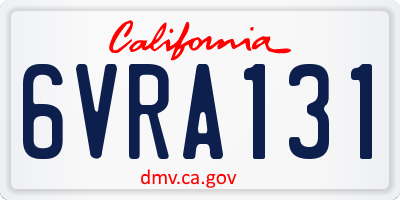 CA license plate 6VRA131
