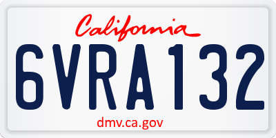CA license plate 6VRA132