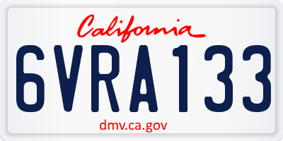 CA license plate 6VRA133