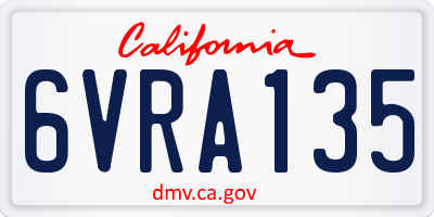 CA license plate 6VRA135