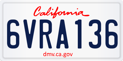 CA license plate 6VRA136