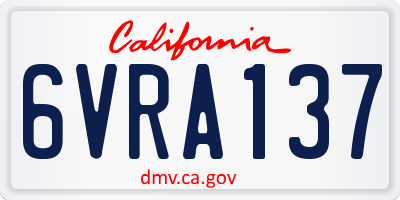 CA license plate 6VRA137