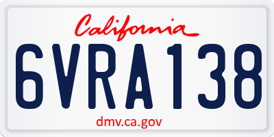 CA license plate 6VRA138