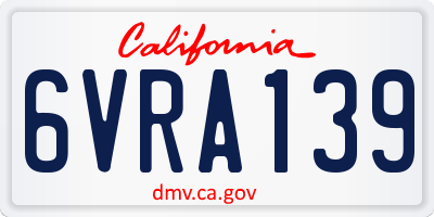 CA license plate 6VRA139