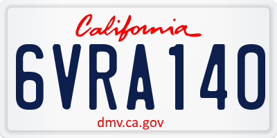 CA license plate 6VRA140