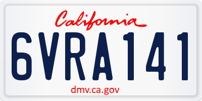 CA license plate 6VRA141