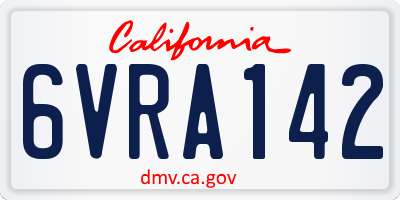 CA license plate 6VRA142