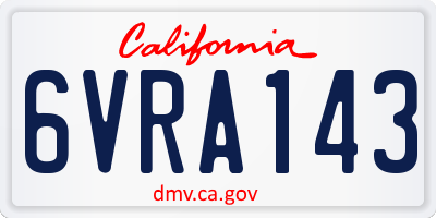CA license plate 6VRA143