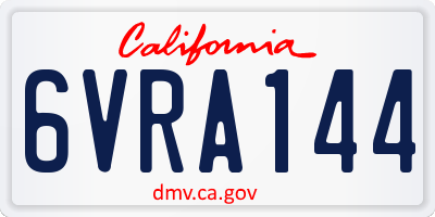 CA license plate 6VRA144