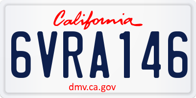 CA license plate 6VRA146