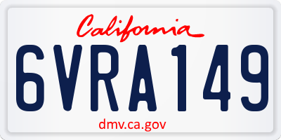 CA license plate 6VRA149