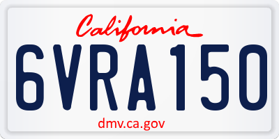 CA license plate 6VRA150
