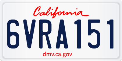 CA license plate 6VRA151