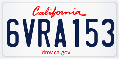 CA license plate 6VRA153