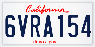 CA license plate 6VRA154