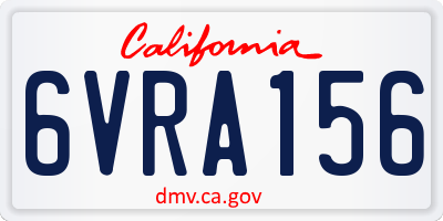 CA license plate 6VRA156