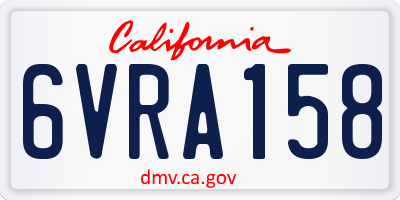 CA license plate 6VRA158