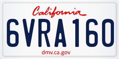 CA license plate 6VRA160