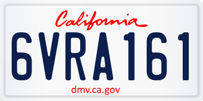 CA license plate 6VRA161
