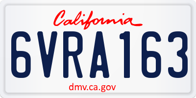 CA license plate 6VRA163