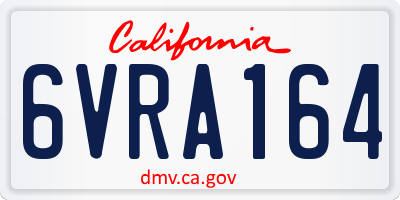 CA license plate 6VRA164