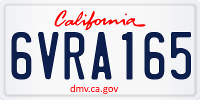 CA license plate 6VRA165